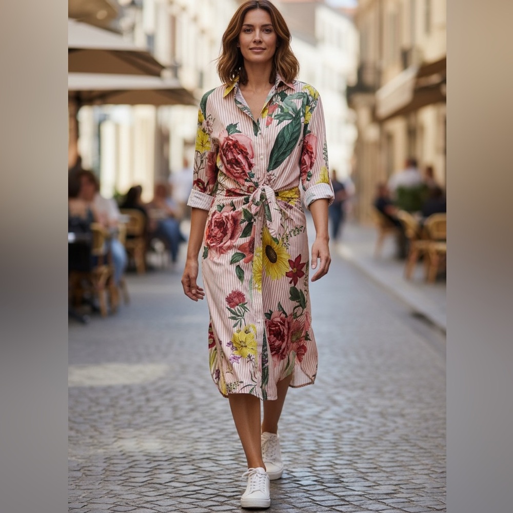 Floral Striped Women's Dress